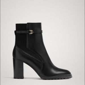 MASSIMO DUTTI BLACK LEATHER ANKLE BOOTS Size 8